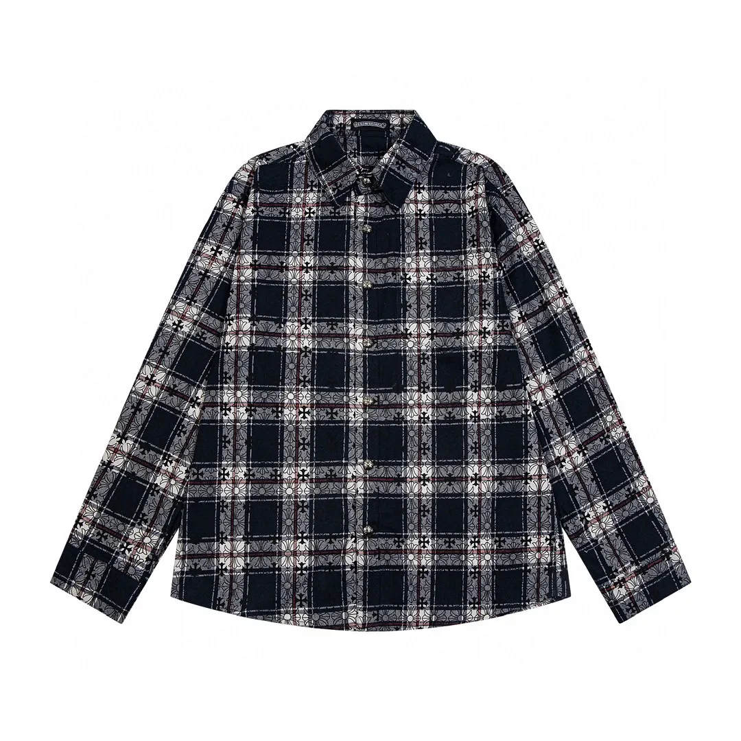🅿️260 New: Style number: B131 Chrome Hearts classic cashew flower cross all-over printed jacquard long-sleeved casual shirt 1️⃣Customized original jacquard fabric, high-quality pure cotton jacquard plaid fabric, soft and comfortable to the touch, a very high-quality fabric! 2️⃣The details of the workmanship are perfectly controlled. The lining is made of vest hemming, and the cuffs are made of double cross leather labels. It is different from the ordinary version. The collar is also designed with interlining, which shows high-end fashion and personality. The style is fashionable, simple and elegant, and it is a very versatile jacket! 4⃣️Complete accessories, all customized with original versions! Same style for men and women Color: Cashew Purple Sizes: S, M, L, XL